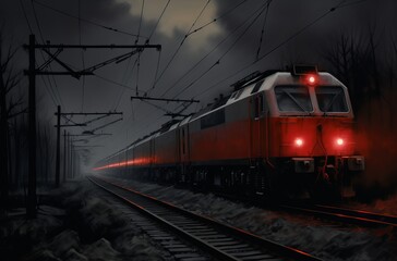 Obraz premium cargo trains traveling down railroad track