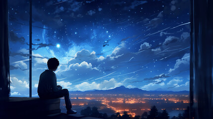 Loneliness and Hope Merge in Starry Night Sky