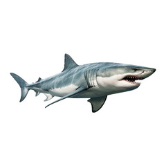 White shark marine predator big open mouth on transparent background Generative AI