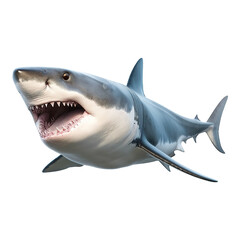 Fototapeta premium White shark marine predator big open mouth on transparent background Generative AI