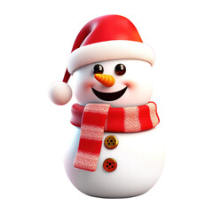 Snowman with hat and scarf on transparent background png Generative AI