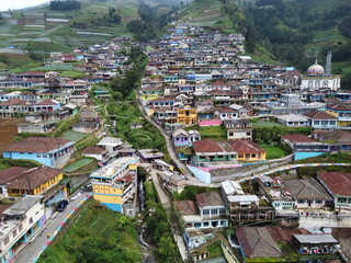 The beauty of the landscape and architecture of the arrangement of terraced houses in the tourist area of ​​Nepal van Java, Butuh Hamlet, Temanggung Village, Kaliangkrik District, Magelang, Central Ja