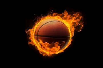 Basketball ball flames fly. Generate Ai