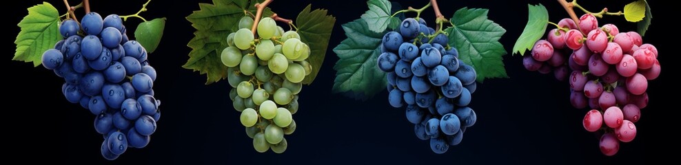 Fototapeta premium Set with different ripe grapes