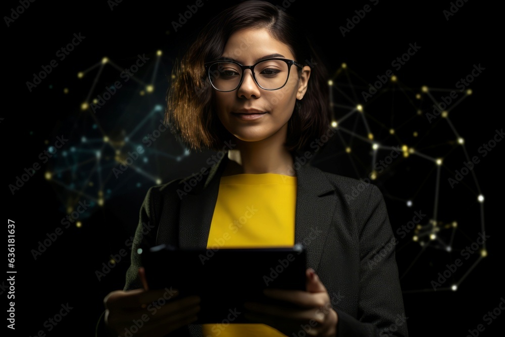 Poster female data scientist coding. generate ai