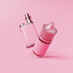 Electronic cigarette with liquid bottle illustration 3d render