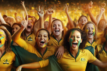 Energetic Australia Soccer Fans: Vibrant Cheers from the Stands in High-Resolution FIFA Celebration