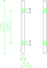 Vector sketch illustration of classic minimalist factory door handle type detail design