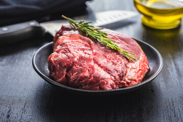 Raw fillet steak beef meat on plate.