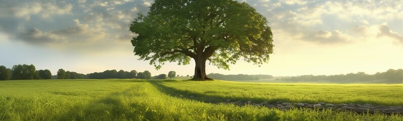Fototapeta na wymiar tree in middle of field