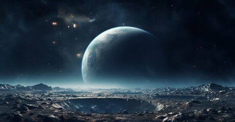 earth rises above the moon