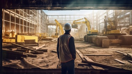 engineer working near digital building