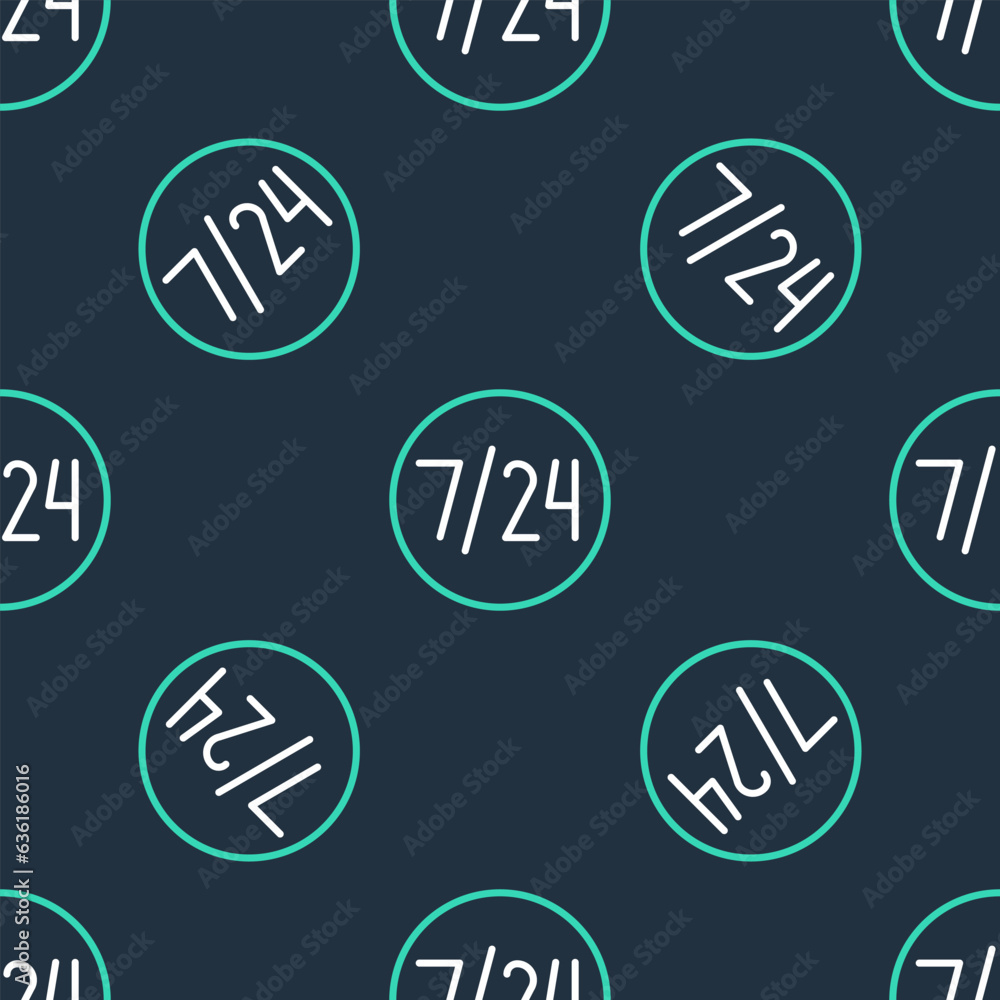 Poster line clock 24 hours icon isolated seamless pattern on black background. all day cyclic icon. 24 hour