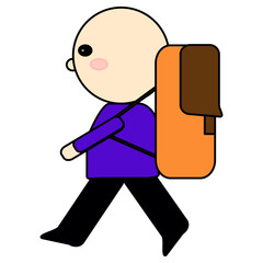 character of schoolboy with a briefcase