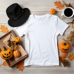Plain white tshirt halloween mockup (gemerative ai)