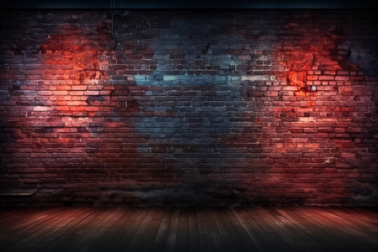 Brick wall background in grey and red tones, loft style. Generative AI
