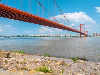 Wuhan YingWuzhou Yangtze River Bridge scenery