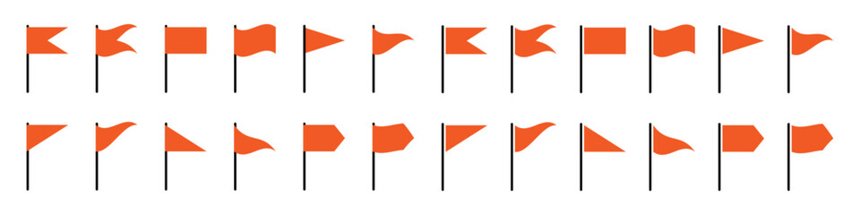 Set of Orange Flag Icons