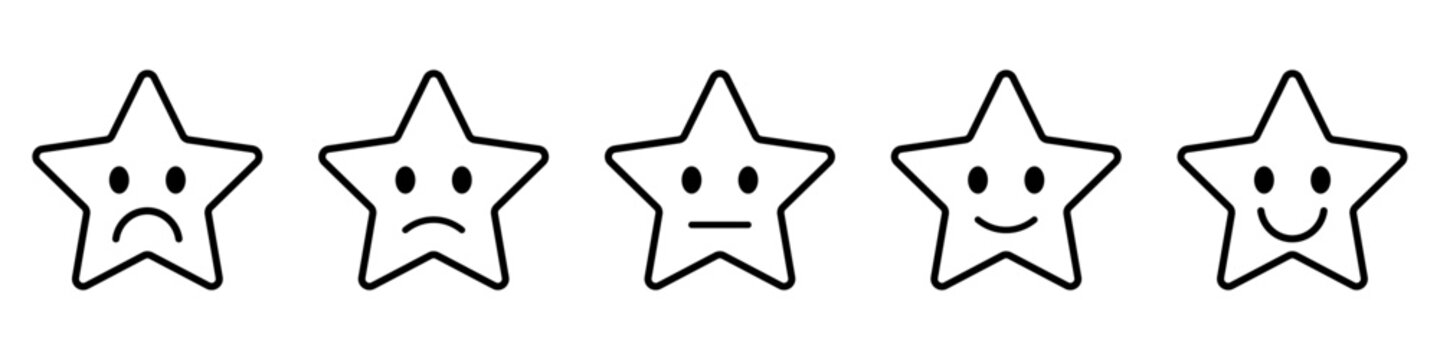 Set Of Five Star Ratings With Emoticons