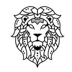 Lion Head with Mandala Art, Boho Animal Vector