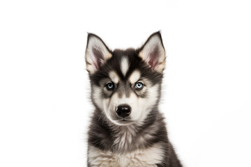 a puppy Siberian Husky dog isolated on white background. 