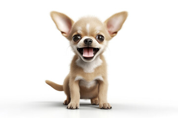 Obraz premium a happy Chihuahua puppy dog in front of a white background. 