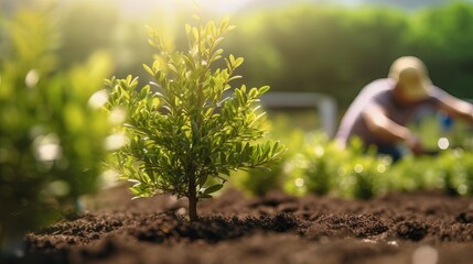 plants in ground that are planted by hands