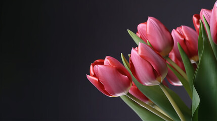 Group of red beautiful tulips isolated on white background