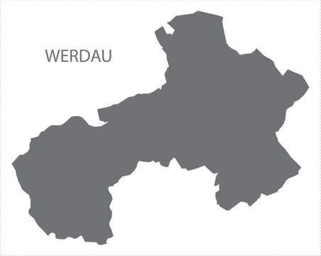 Werdau German city map grey illustration silhouette shape