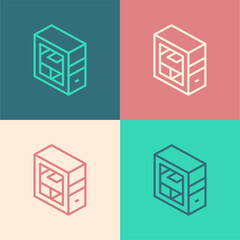 Pop art line Computer icon isolated on color background. PC component sign. Vector