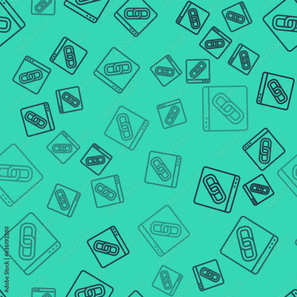 Poster black line browser window icon isolated seamless pattern on green background. vector