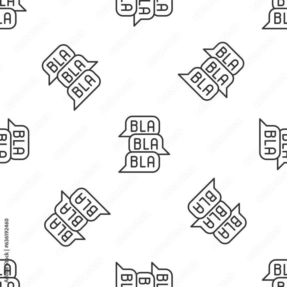 Poster grey line speech bubble chat icon isolated seamless pattern on white background. message icon. commu