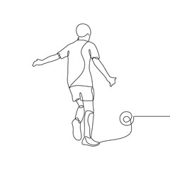 The continuous single-line art of a football player