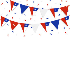 Obraz premium Vector Illustration of Chile Independence Day. Garland with the flag of Chile on a white background. 