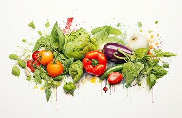 Various vegetables arranged by colors