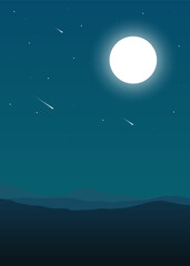 vector night sky with stars and moon