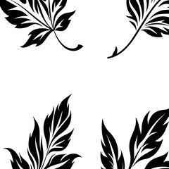 Fototapeta na wymiar black filled leaves silhouette set vector illustration pack