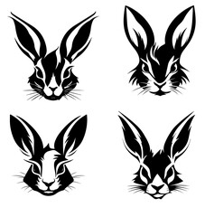 Ester Bunny rabbit face head logo style vector silhouette logo with empty background