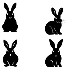 Ester Bunny rabbit logo style vector silhouette with empty background
