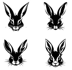 Ester Bunny rabbit face head logo style vector silhouette logo with empty background