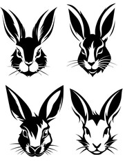 Ester Bunny rabbit face head logo style vector silhouette logo with empty background