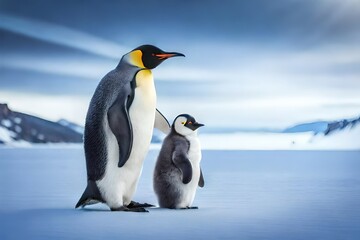 Naklejka premium penguin in polar regions