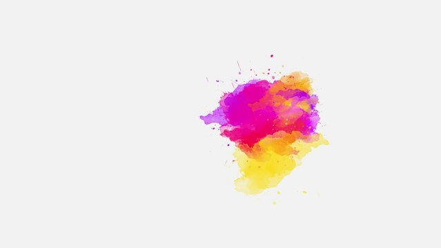 Ink transition splatter blot spreading, watercolor paint brush slow motion. slow motion ink wet brush stroke, fluid art background, overlay, alpha matte composition.