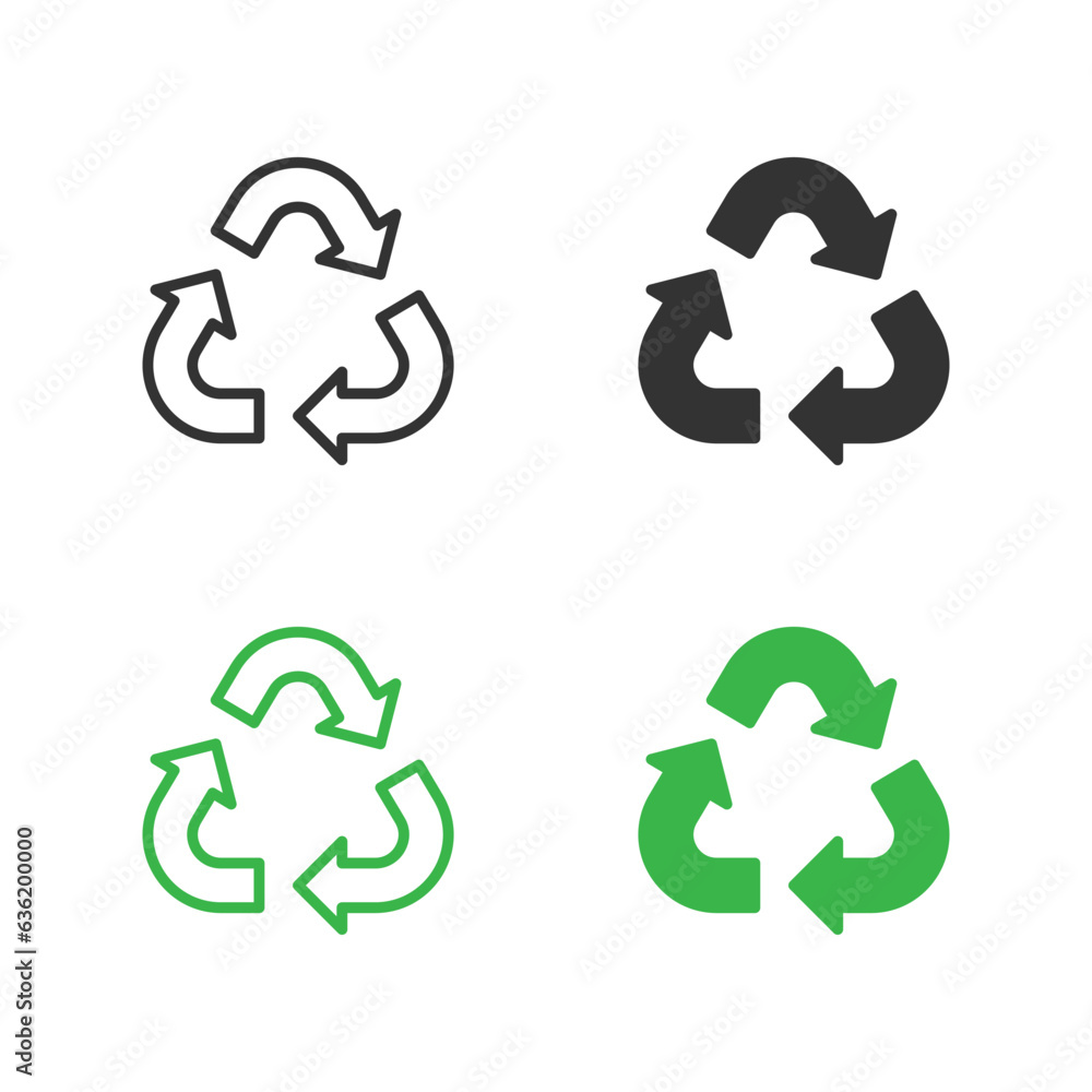 Poster recycle and ecology icon vector. linear and filled style sign for mobile concept and web design. set