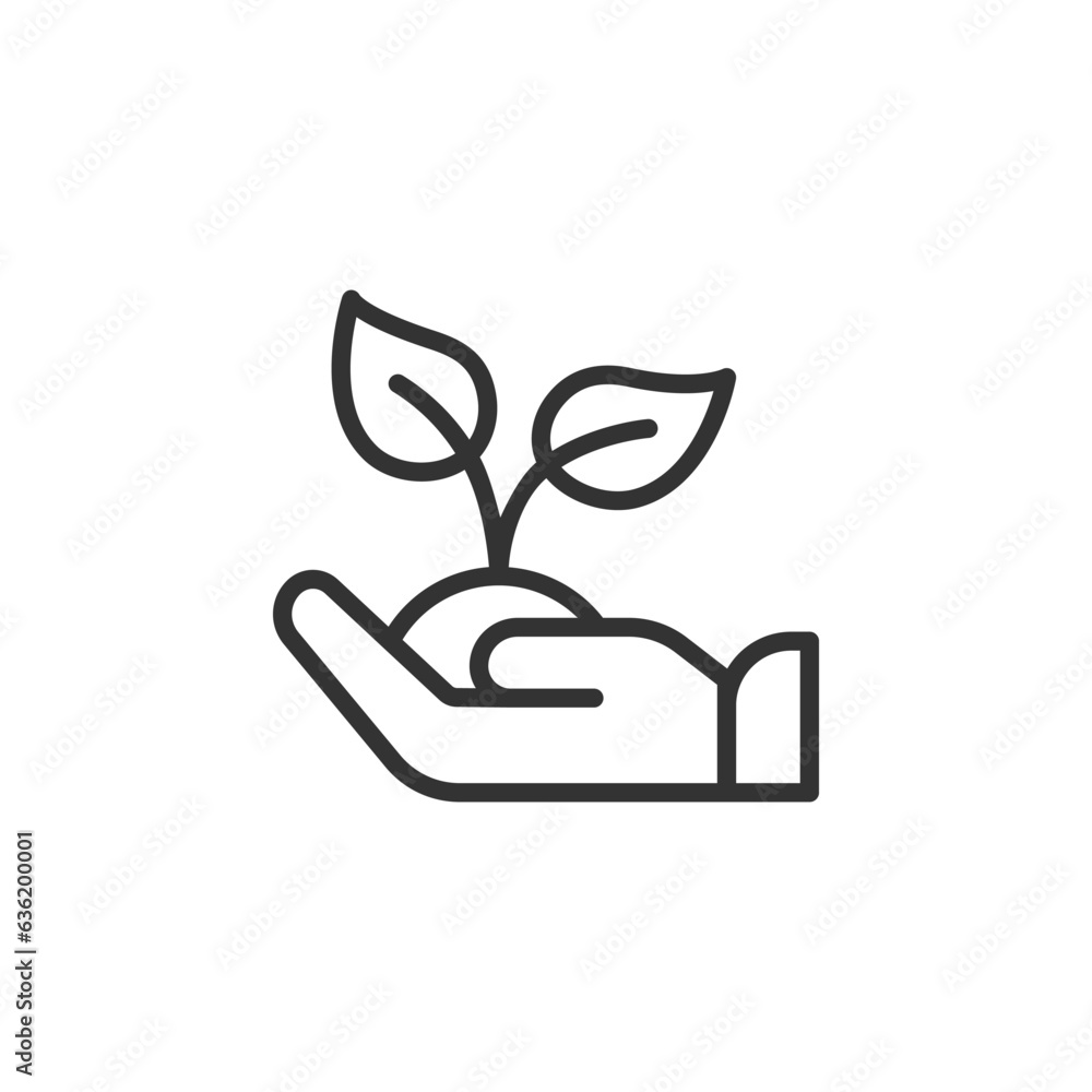 Poster save plant icon vector. linear style sign for mobile concept and web design. plant in hand symbol ve