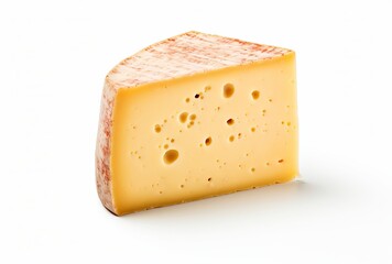 Piece of cheese isolated on white background.