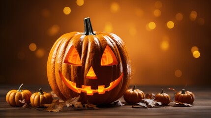 Halloween pumpkin. Halloween holiday background. generative ai