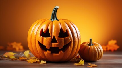 Fototapeta premium Halloween pumpkin. Halloween holiday background. generative ai
