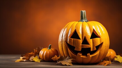 Halloween pumpkin. Halloween holiday background. generative ai