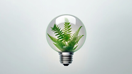 light bulb with green leaves